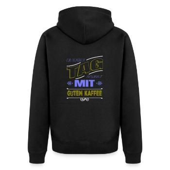 kaffeetrinker süchtig witzig koffein - Unisex Premium Bio Zip Hoodie - Schwarz - Hinten - Nico (187cm)