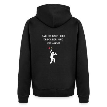 Bier Man reiche mir Trichter und Schlauch Urlaub - Unisex Premium Bio Zip Hoodie - Schwarz - Hinten - Nico (187cm)