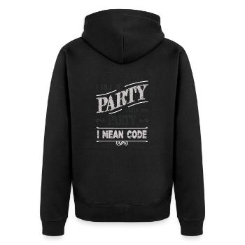 computer programming quote statement - Unisex Premium Bio Zip Hoodie - Schwarz - Hinten - Nico (187cm)