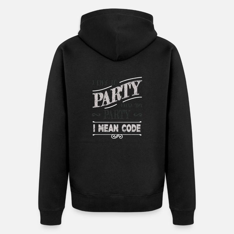 computer programming quote statement - Unisex Premium Bio Zip Hoodie - Schwarz
