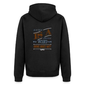 electrician gift gift idea devices actress - Unisex Premium Bio Zip Hoodie - Schwarz - Hinten - Nico (187cm)