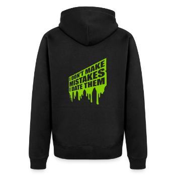 Date Mistakes Quote Logo - Unisex Premium Organic Zip Hoodie - black - Back - Nico (187cm)