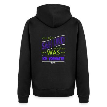 geschenkidee humor spaß cool lustiger spruch - Unisex Premium Bio Zip Hoodie - Schwarz - Hinten - Nico (187cm)