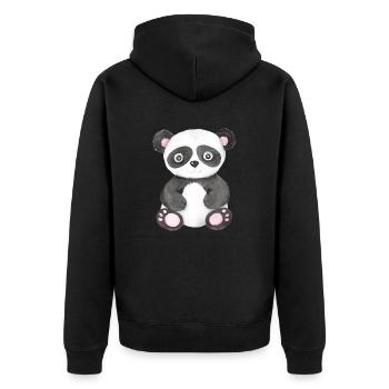 Süßes Panda Baby Asien China Japan Pandabär Bären - Unisex Premium Bio Zip Hoodie - Schwarz - Hinten - Nico (187cm)