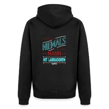 welpe pfote geburtstagsgeschenk bullterrier - Unisex Premium Bio Zip Hoodie - Schwarz - Hinten - Nico (187cm)