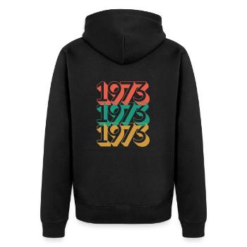 Anniversaire année 1973 / Vintage 1973 - Veste à capuche bio Premium Unisexe - noir - Dos - Nico (187cm)