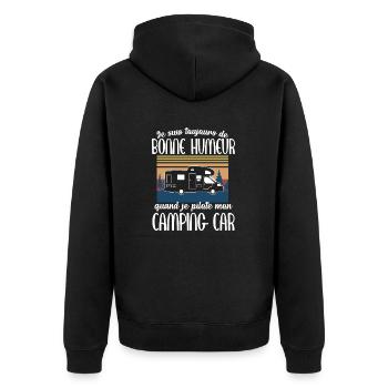 Toujours de bonne humeur camping humour retraite - Veste à capuche bio Premium Unisexe - noir - Dos - Nico (187cm)