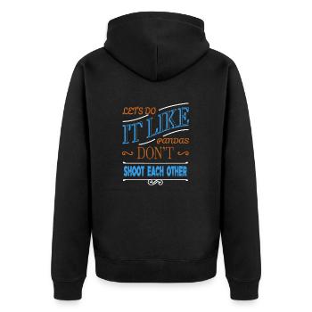 Dictons des années 60 déclaration de symbole de paix blague - Veste à capuche bio Premium Unisexe - noir - Dos - Nico (187cm)