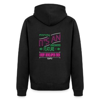 gift idea statement - Unisex Premium Bio Zip Hoodie - Schwarz - Hinten - Nico (187cm)