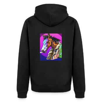 rauchendes Pferd - Unisex Premium Bio Zip Hoodie - Schwarz - Hinten - Nico (187cm)