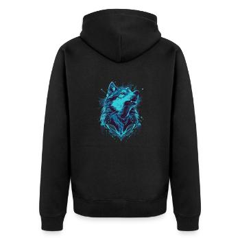 Loup bleu de mer peint - Veste à capuche bio Premium Unisexe - noir - Dos - Nico (187cm)