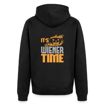 ES IST WIENER ZEIT LUSTIG - Unisex Premium Bio Zip Hoodie - Schwarz - Hinten - Nico (187cm)