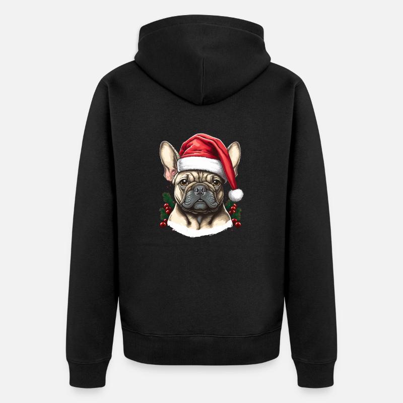 Bouledogue pull moche noël - Veste à capuche bio Premium Unisexe - noir