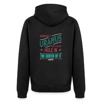 happy funny sayings astronomy stuff spaceship - Unisex Premium Bio Zip Hoodie - Schwarz - Hinten - Nico (187cm)