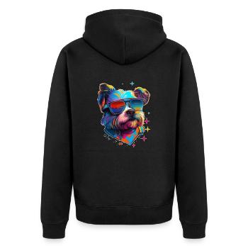 Terrier avec lunettes de soleil coloré et coloré - Veste à capuche bio Premium Unisexe - noir - Dos - Nico (187cm)