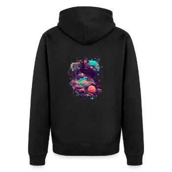Vector Cat 2 0 - Unisex Premium Organic Zip Hoodie - black - Back - Nico (187cm)