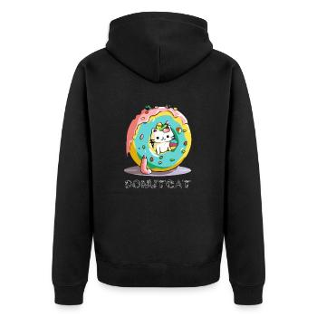 Donutcat - Unisex Premium Organic Zip Hoodie - black - Back - Nico (187cm)