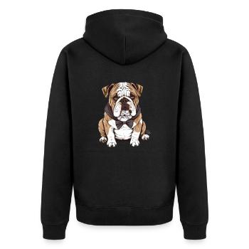 Französische Bulldogge - Unisex Premium Bio Zip Hoodie - Schwarz - Hinten - Nico (187cm)