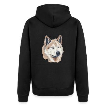 Akita - Unisex Premium Bio Zip Hoodie - Schwarz - Hinten - Nico (187cm)