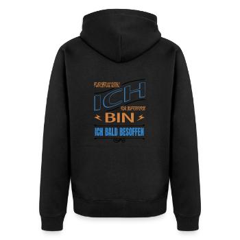 weihnachten humor schnaps saufen bierzelt zitat - Unisex Premium Bio Zip Hoodie - Schwarz - Hinten - Nico (187cm)