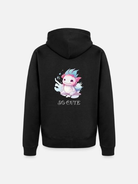 Iki der Axolotl - Unisex Premium Bio Zip Hoodie - Schwarz