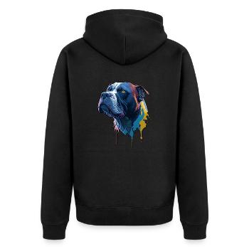 Colorful Dog - Unisex Premium Bio Zip Hoodie - Schwarz - Hinten - Nico (187cm)