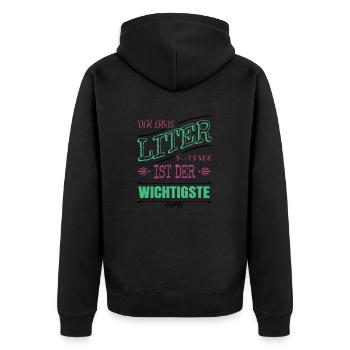 bürohumor lustig kaffeeliebhaber baristia müde - Unisex Premium Bio Zip Hoodie - Schwarz - Hinten - Nico (187cm)