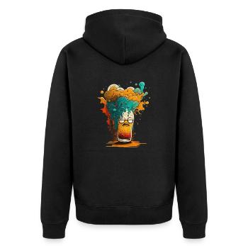 Bunte Bier Explosion Cartoon Style - Unisex Premium Bio Zip Hoodie - Schwarz - Hinten - Nico (187cm)