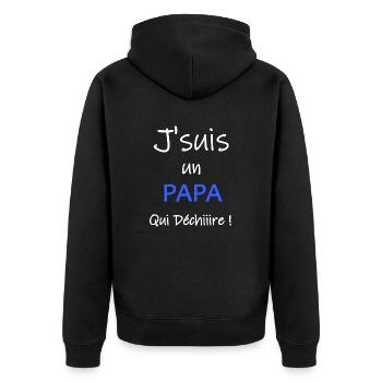 J'suis un papa qui déchire - Veste à capuche bio Premium Unisexe - noir - Dos - Nico (187cm)