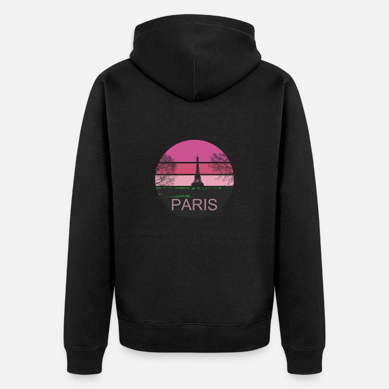 Paris Pink Retro Design - Veste à capuche bio Premium Unisexe - noir