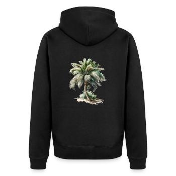 Die Palme - Unisex Premium Bio Zip Hoodie - Schwarz - Hinten - Nico (187cm)