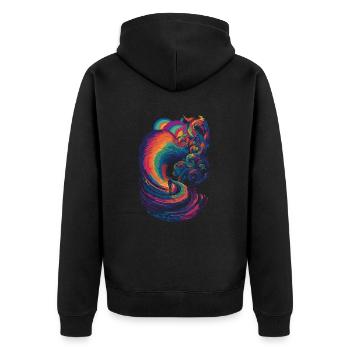 Trippy rainbow path in the clouds - Unisex Premium Organic Zip Hoodie - black - Back - Nico (187cm)