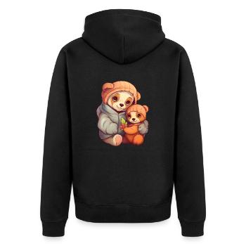 Mom and baby bear - Unisex Premium Organic Zip Hoodie - black - Back - Nico (187cm)