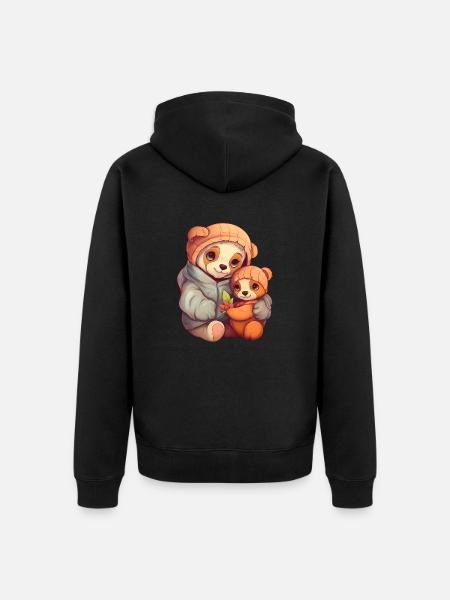 Maman et bébé ours - Veste à capuche bio Premium Unisexe - noir