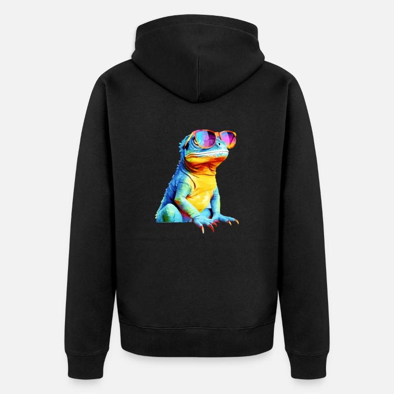 Hacko le lézard à lunettes - Veste à capuche bio Premium Unisexe - noir