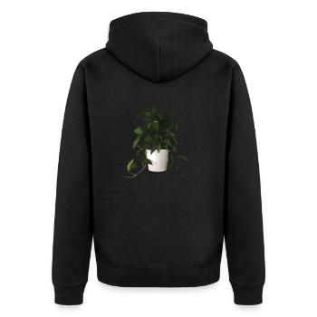 Plant O' Plenty - Unisex Premium Bio Zip Hoodie - Schwarz - Hinten - Nico (187cm)