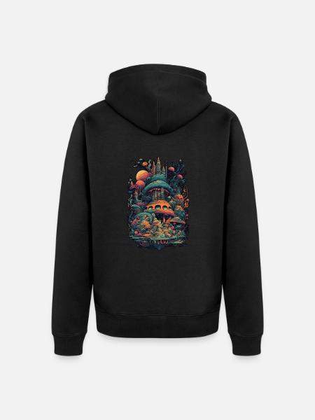 Trippy Explosion - Psychedelic Motif - Unisex Premium Organic Zip Hoodie - black