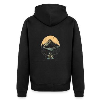 Mountain biker rides through the mountains in the sun - Unisex Premium Organic Zip Hoodie - black - Back - Nico (187cm)