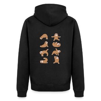 Yoga Sloth - Unisex Premium Bio Zip Hoodie - Schwarz - Hinten - Nico (187cm)