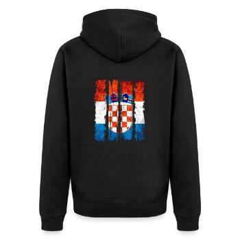 Kroatische Nationalflagge Emblem Kroatien Hrvatska hrv - Unisex Premium Bio Zip Hoodie - Schwarz - Hinten - Nico (187cm)