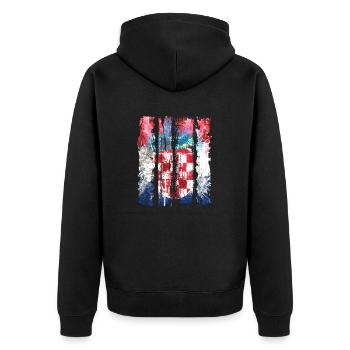 Kroatische Nationalflagge Emblem Kroatien Hrvatska hrv - Unisex Premium Bio Zip Hoodie - Schwarz - Hinten - Nico (187cm)