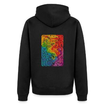 Cool, Surreal Rainbow Retro Tubes Pattern - Unisex Premium Organic Zip Hoodie - black - Back - Nico (187cm)