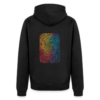 Cool, Surreal Rainbow Retro Tubes Pattern - Unisex Premium Organic Zip Hoodie - black - Back - Nico (187cm)