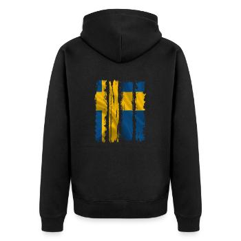 Sweden Sweden flag national norden skandinavia - Unisex Premium Organic Zip Hoodie - black - Back - Nico (187cm)
