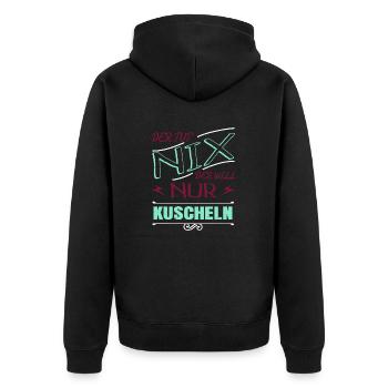 großkatze hauskatze meerkatze zitat seekatze spaß - Unisex Premium Bio Zip Hoodie - Schwarz - Hinten - Nico (187cm)