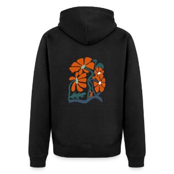 Groovy wildflowers - Unisex Premium Organic Zip Hoodie - black - Back - Nico (187cm)