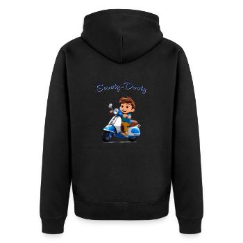 Scooter Junge - Unisex Premium Bio Zip Hoodie - Schwarz - Hinten - Nico (187cm)