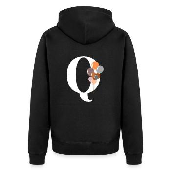 Buchstabe q Geburtstagsballon - Unisex Premium Bio Zip Hoodie - Schwarz - Hinten - Nico (187cm)