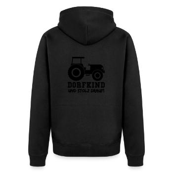 traktor dorfkind - Unisex Premium Bio Zip Hoodie - Schwarz - Hinten - Nico (187cm)