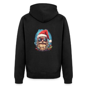 Comic book head of Santa Claus with glasses - Unisex Premium Organic Zip Hoodie - black - Back - Nico (187cm)